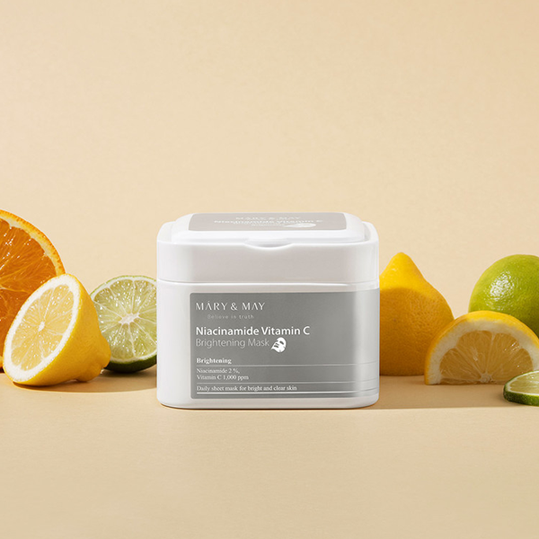 mary & may niacinamide vitamin c brightening mask 30 unidades