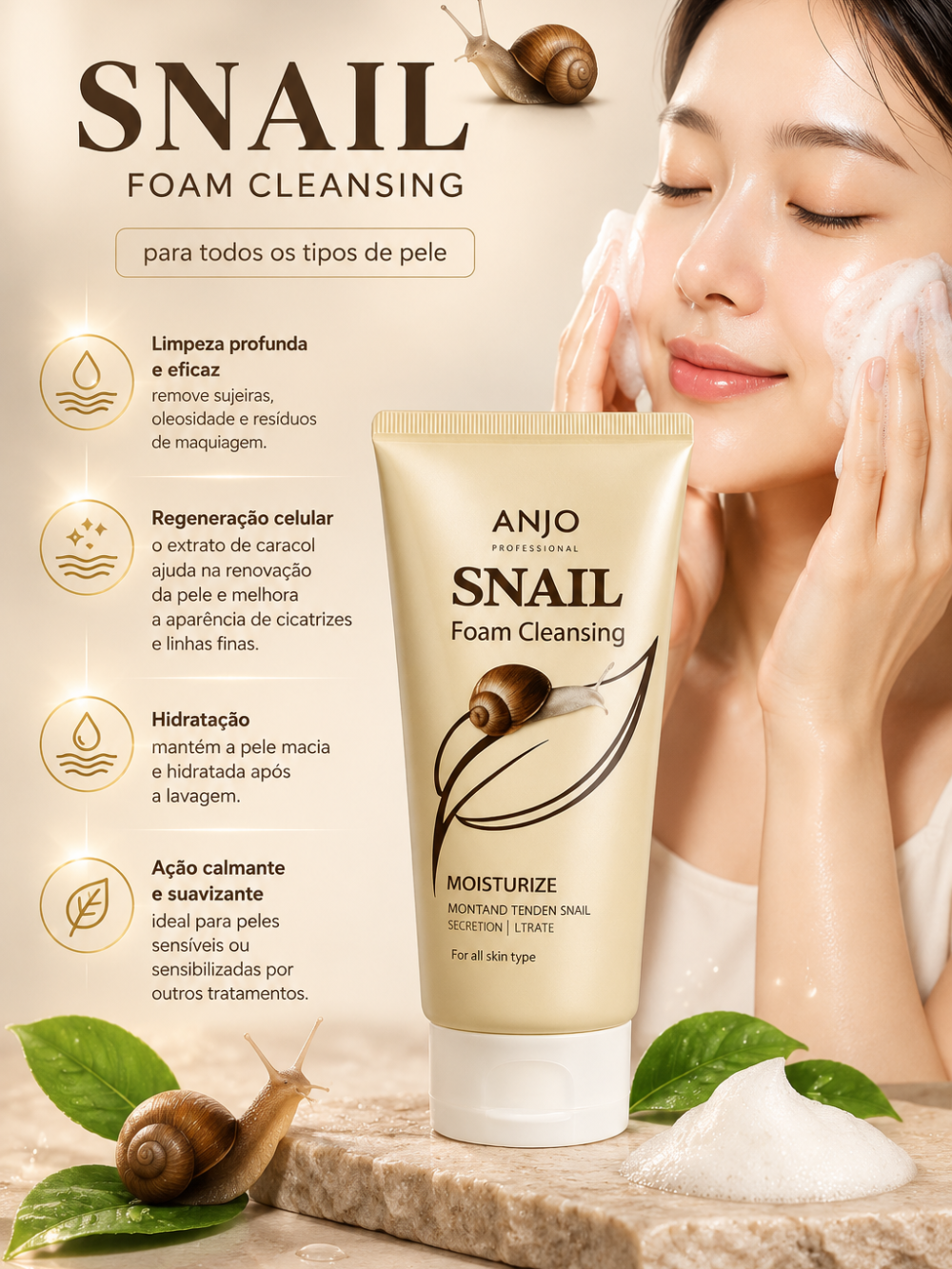 Snail Foam Cleansing 100g - Anjo Professional