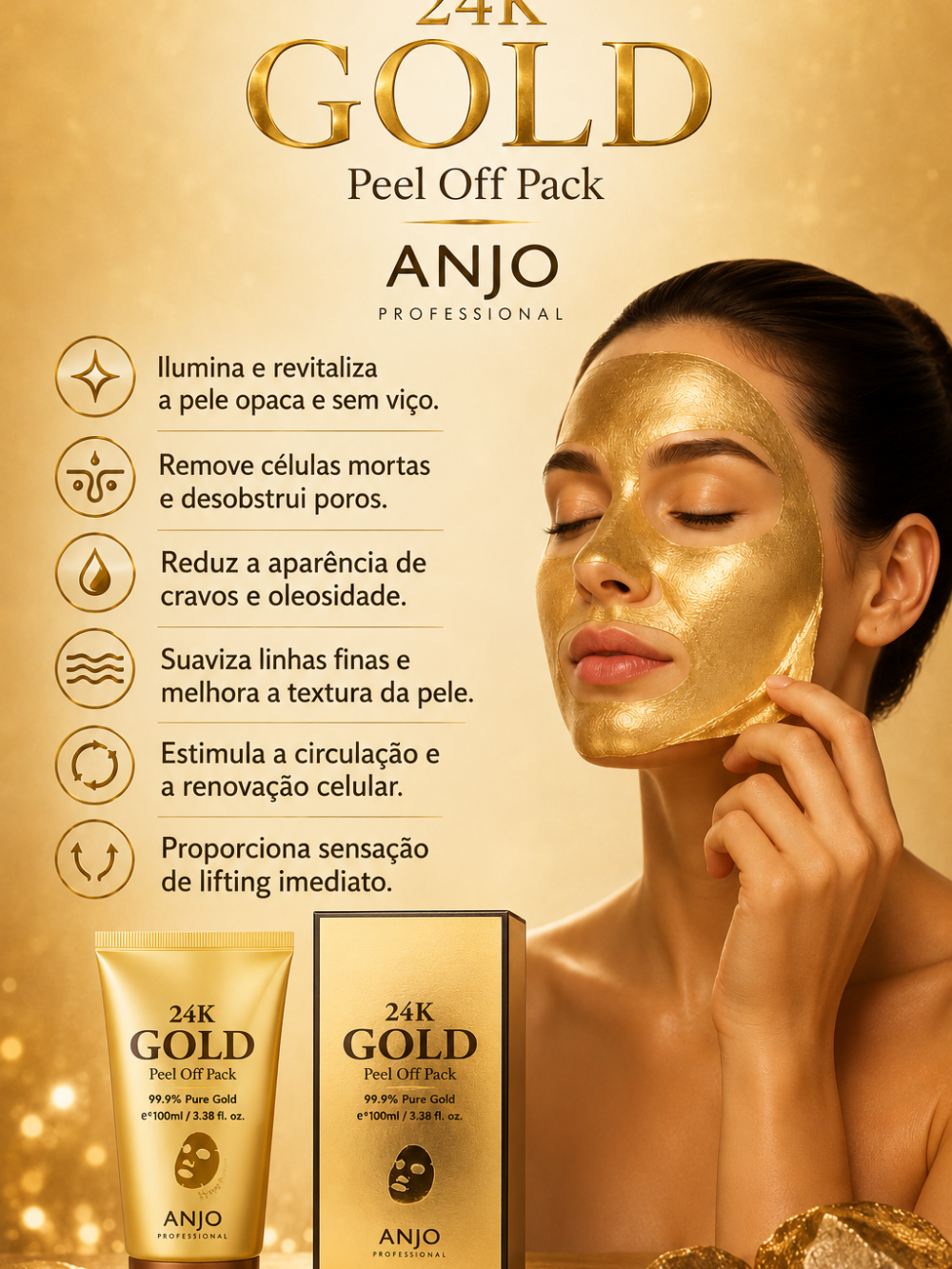 24K Gold Peel-Off Pack 100ml - Anjo Professional