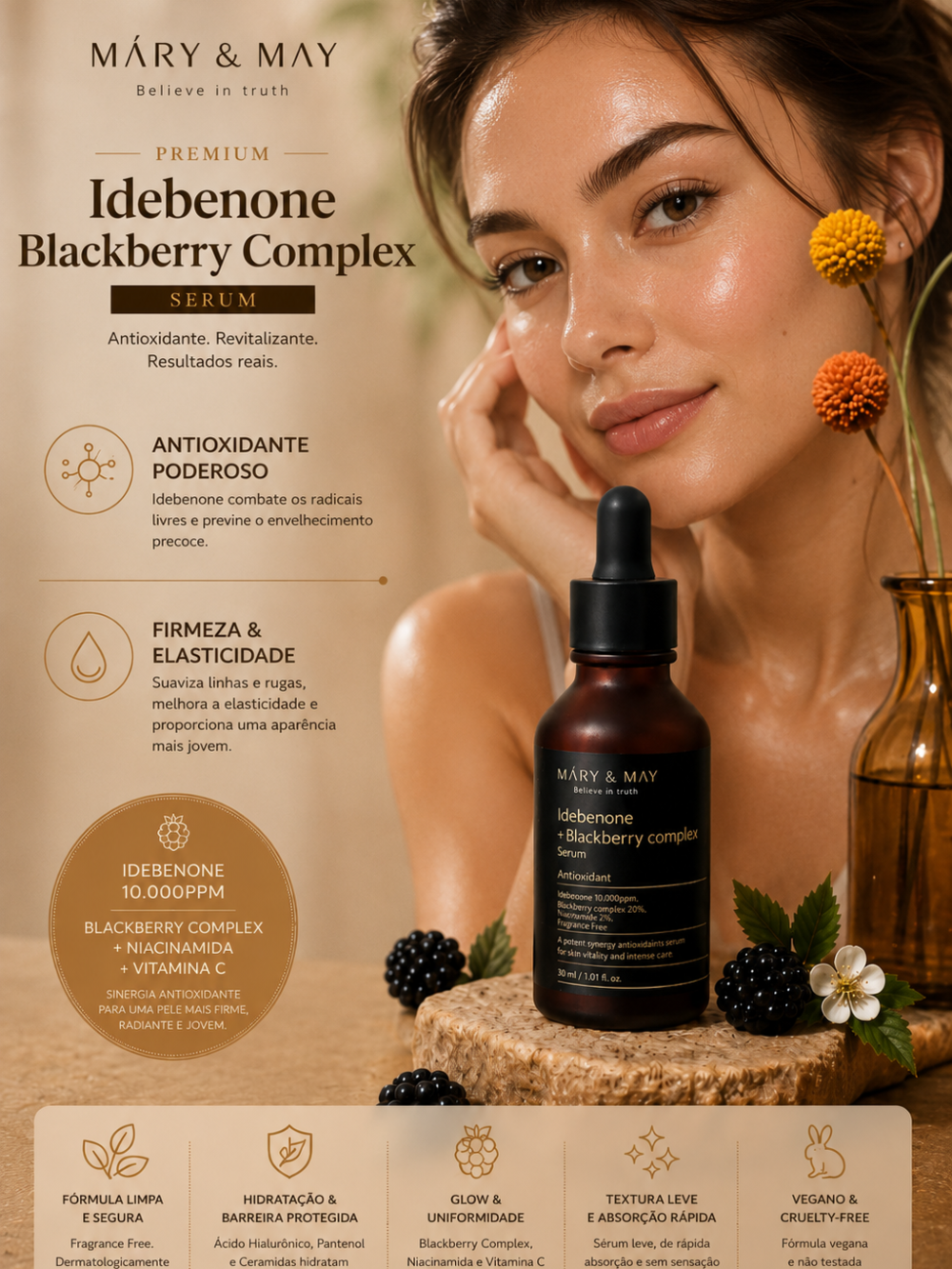 Idebenone + Blackberry Complex Serum 30ml - Máry&May