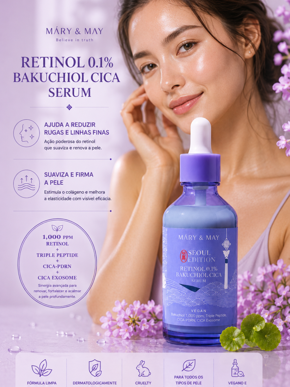 Retinol 0.1% Bakuchiol CICA Serum 80ml - Mary&May