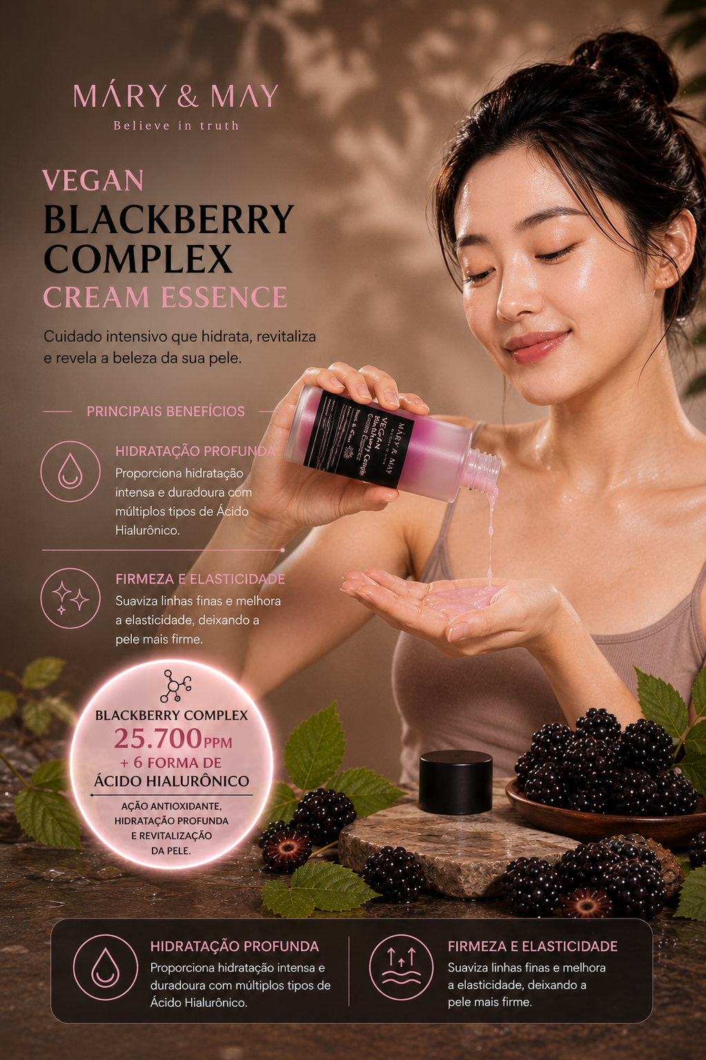 Vegan Blackberry Complex Cream Essence 140ml - Mary&May
