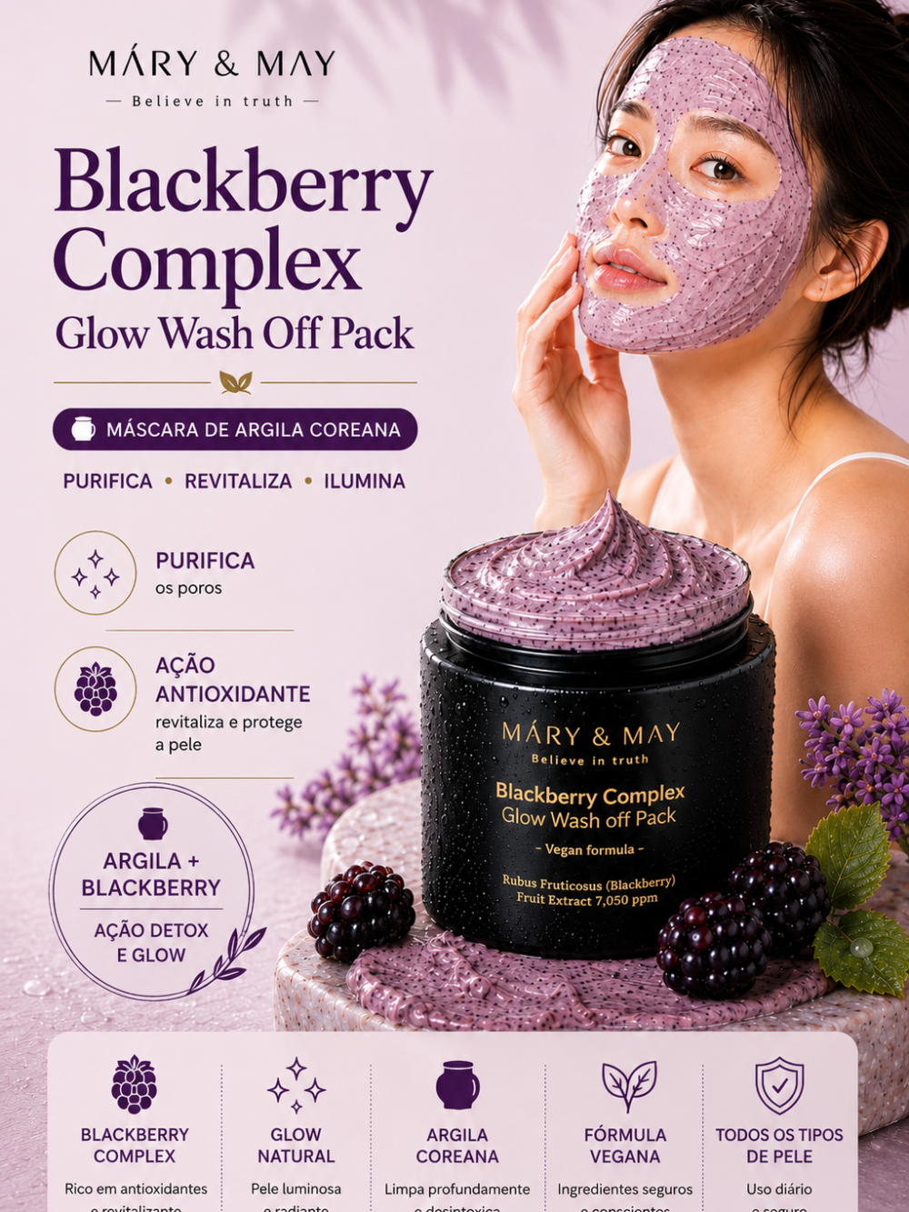 Blackberry Complex Glow Wash Off Pack 125g - Mary&May