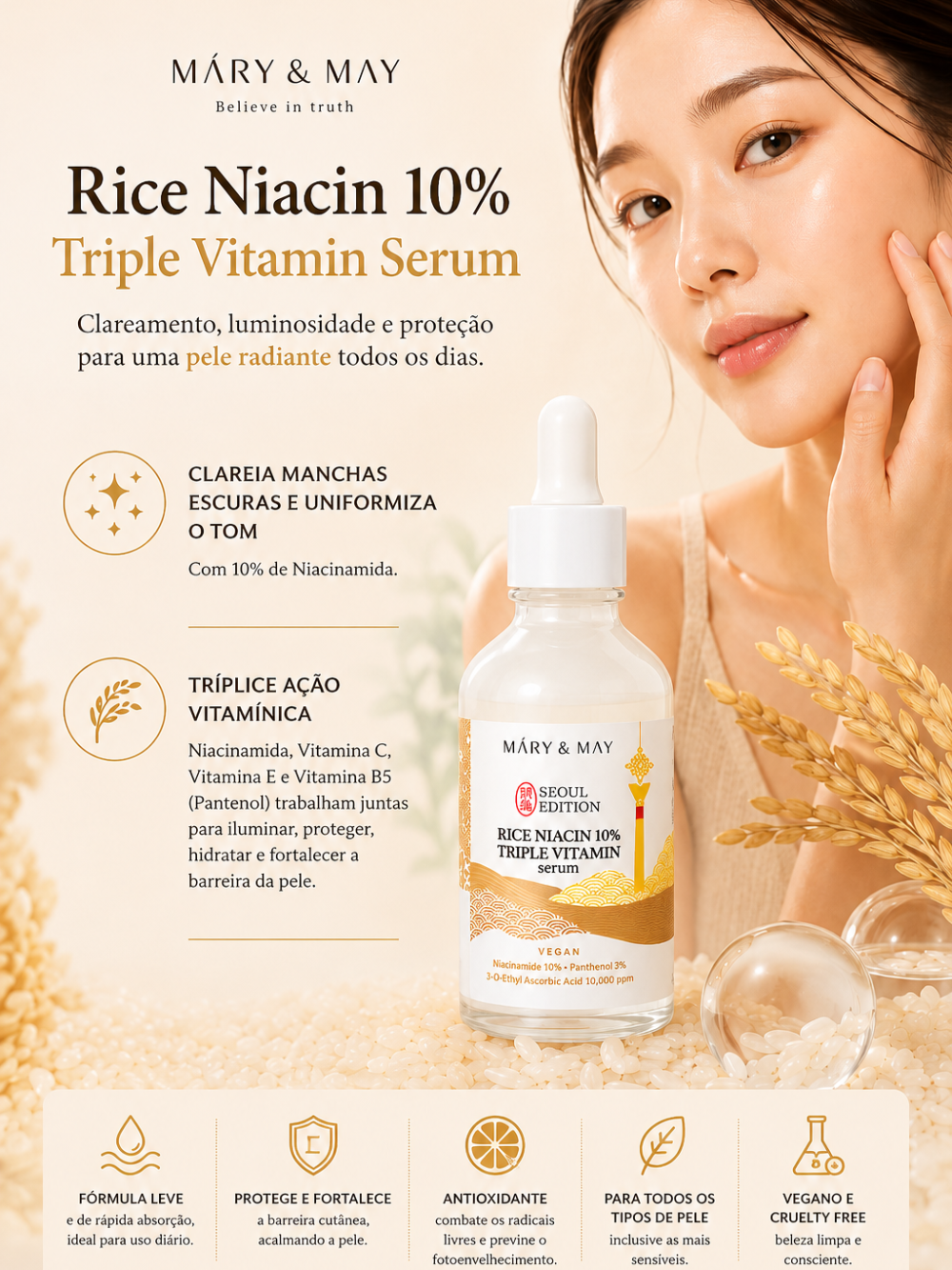 Rice Niacin 10% Triple Vitamin Serum 80ml - Mary&May