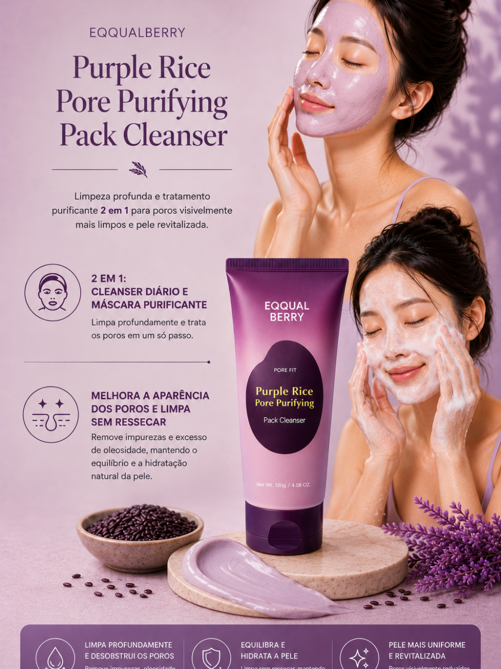 Purple Rice Pore Purifying Pack Cleanser 130g - Eqqualberry