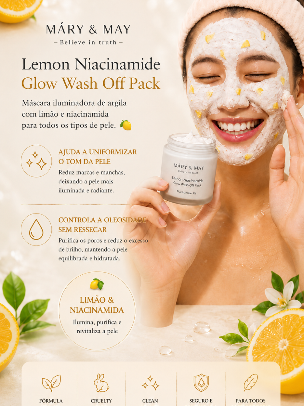 Lemon Niacinamide Glow Wash Off Pack 125g - Mary&May