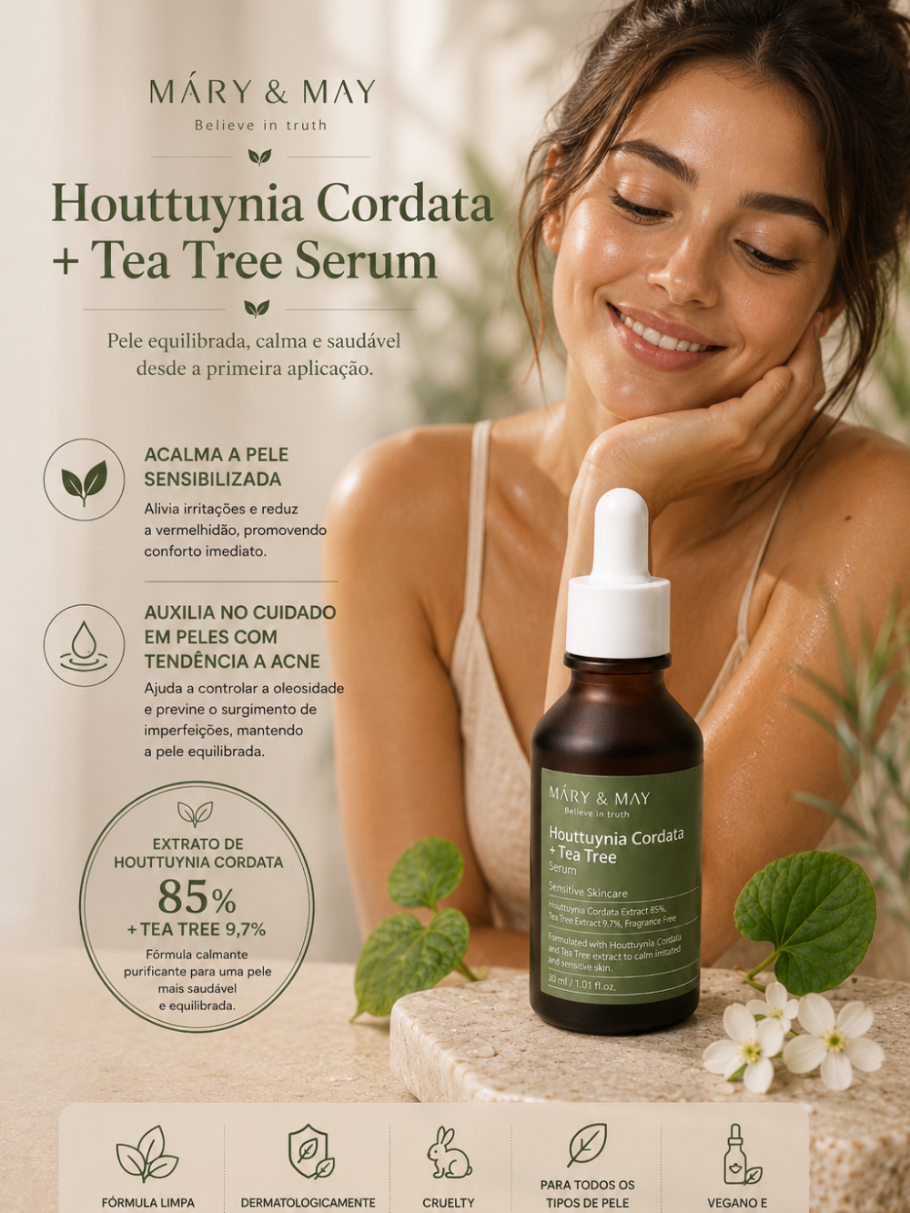 Houttuynia Cordata+Tea Tree Serum 30ml - Mary&May