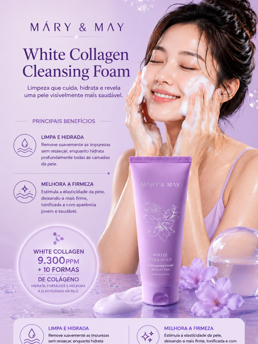 White Collagen Cleansing Foam 150ml - Mary&May