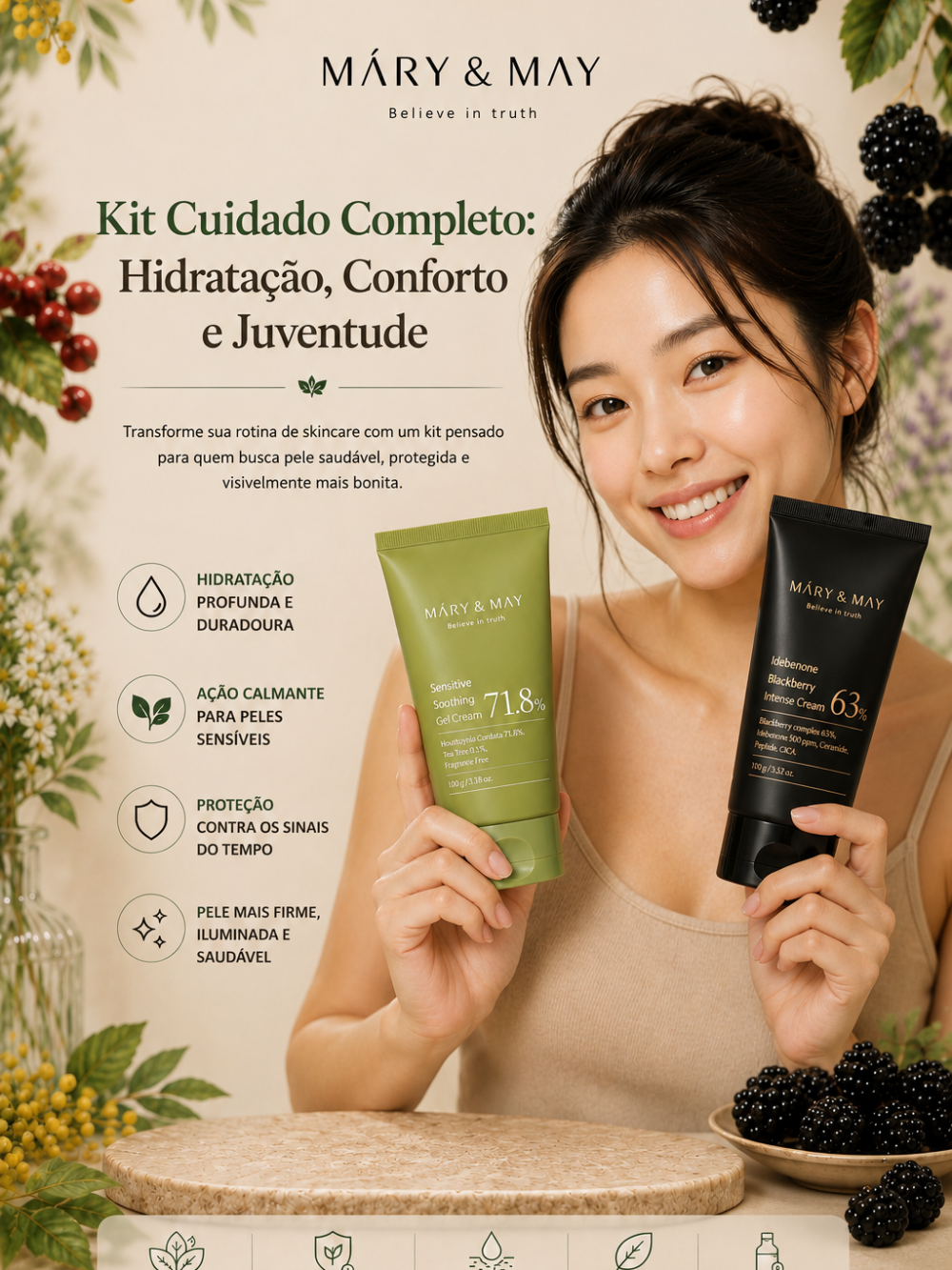 Soothing Gel Cream+Idebenone Blackberry Cream Duo Set - Mary&May